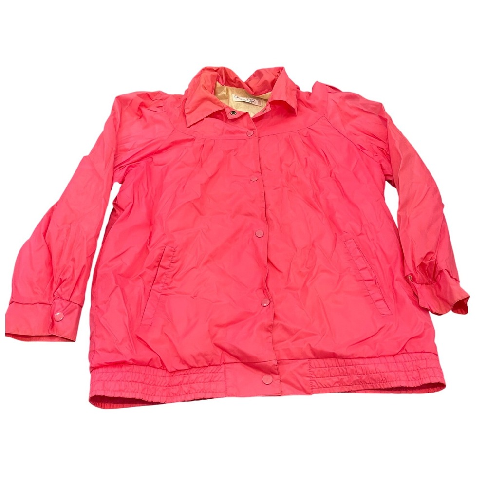 Current Seen Windbreaker Jacket Womens Large Pink Vintage Snap Front Lightweight